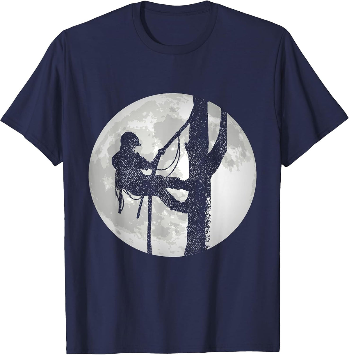 Outdoorsman Lumberjack Tree Climber Moon Logger Arborist T-Shirt - Navy Blue