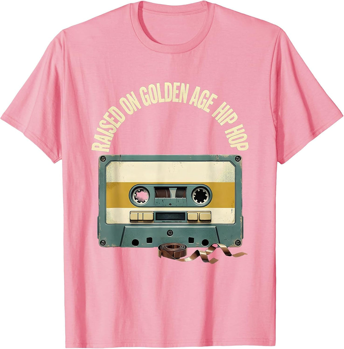 Men's Raised On Golden Age Hip Hop Retro Streetwear Nostalgia T-Shirt - Pink