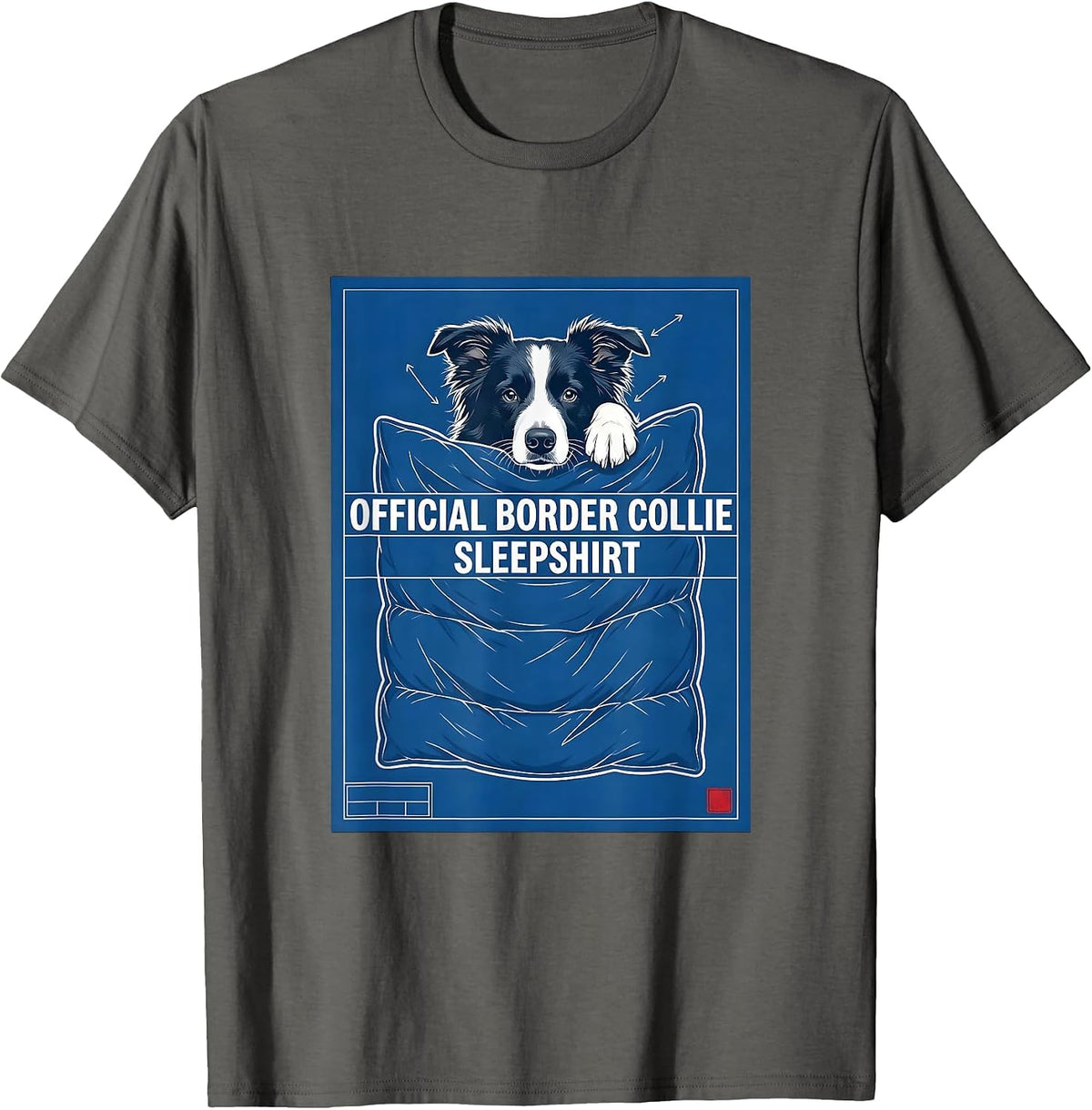 Men's Official Border Collie Sleepshirt Technical Blueprint Pet T-Shirt - Asphalt Grey