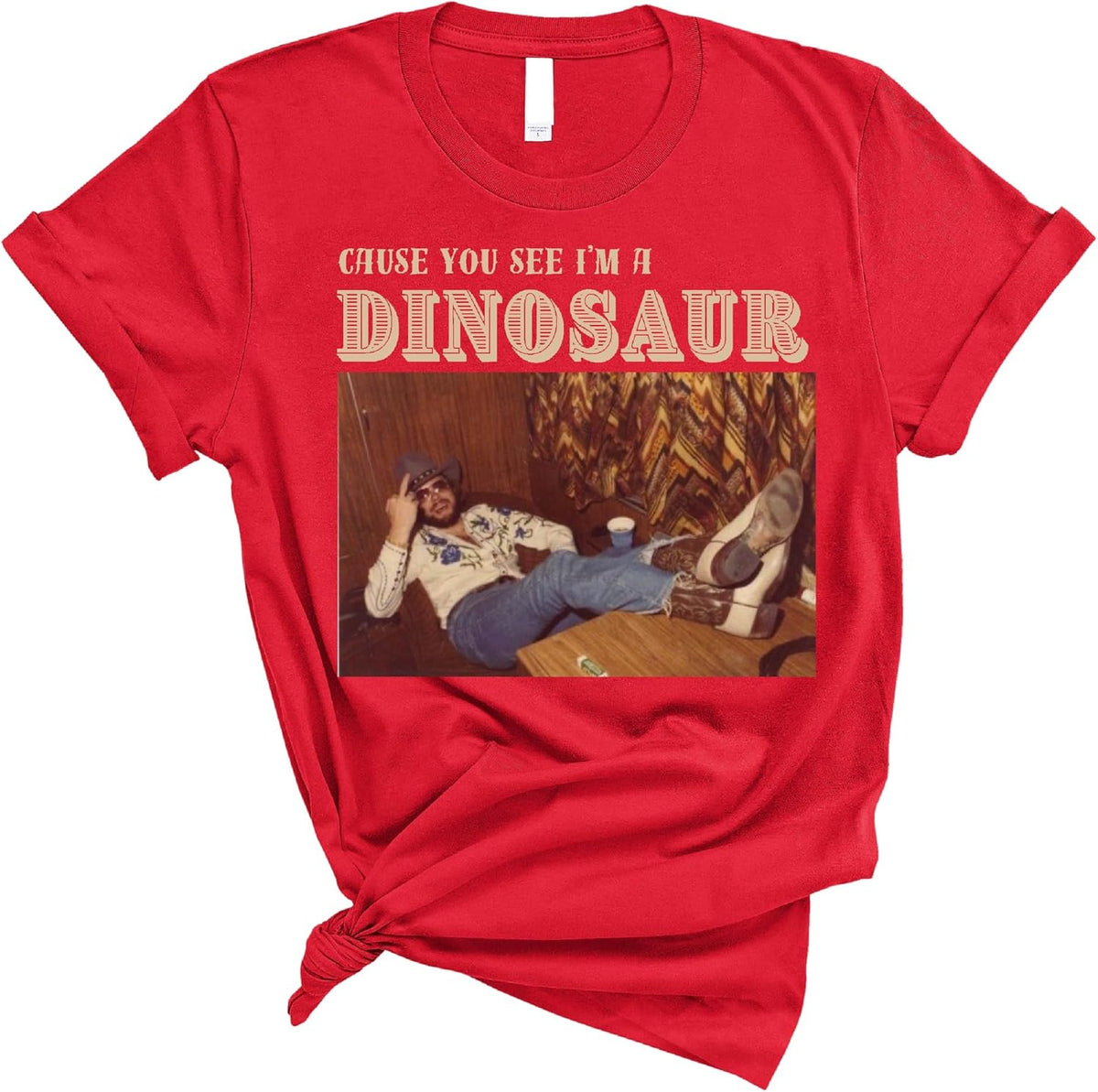 Cause You See I’m a Dinosaur Shirt, Vintage Humor Graphic Tee, Retro Funny Quote Unisex T Shirt - Red