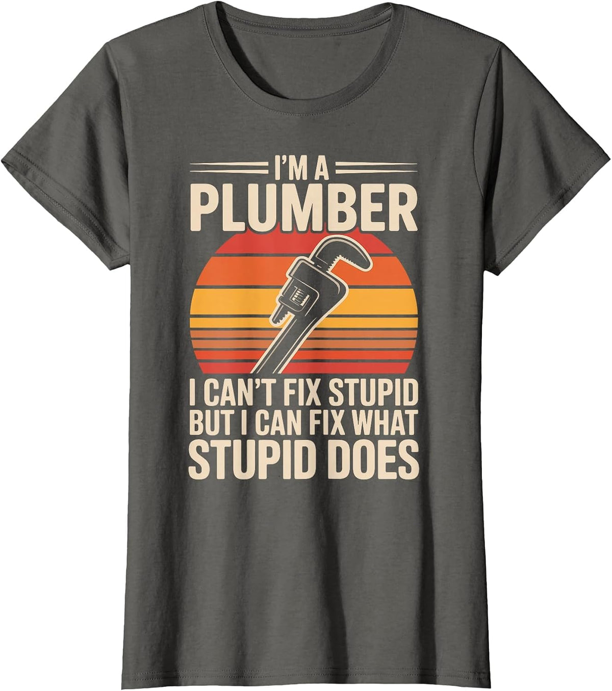 I'm A Plumber I Can't Fix Stupid Funny Plumbing T-Shirt - Asphalt Grey