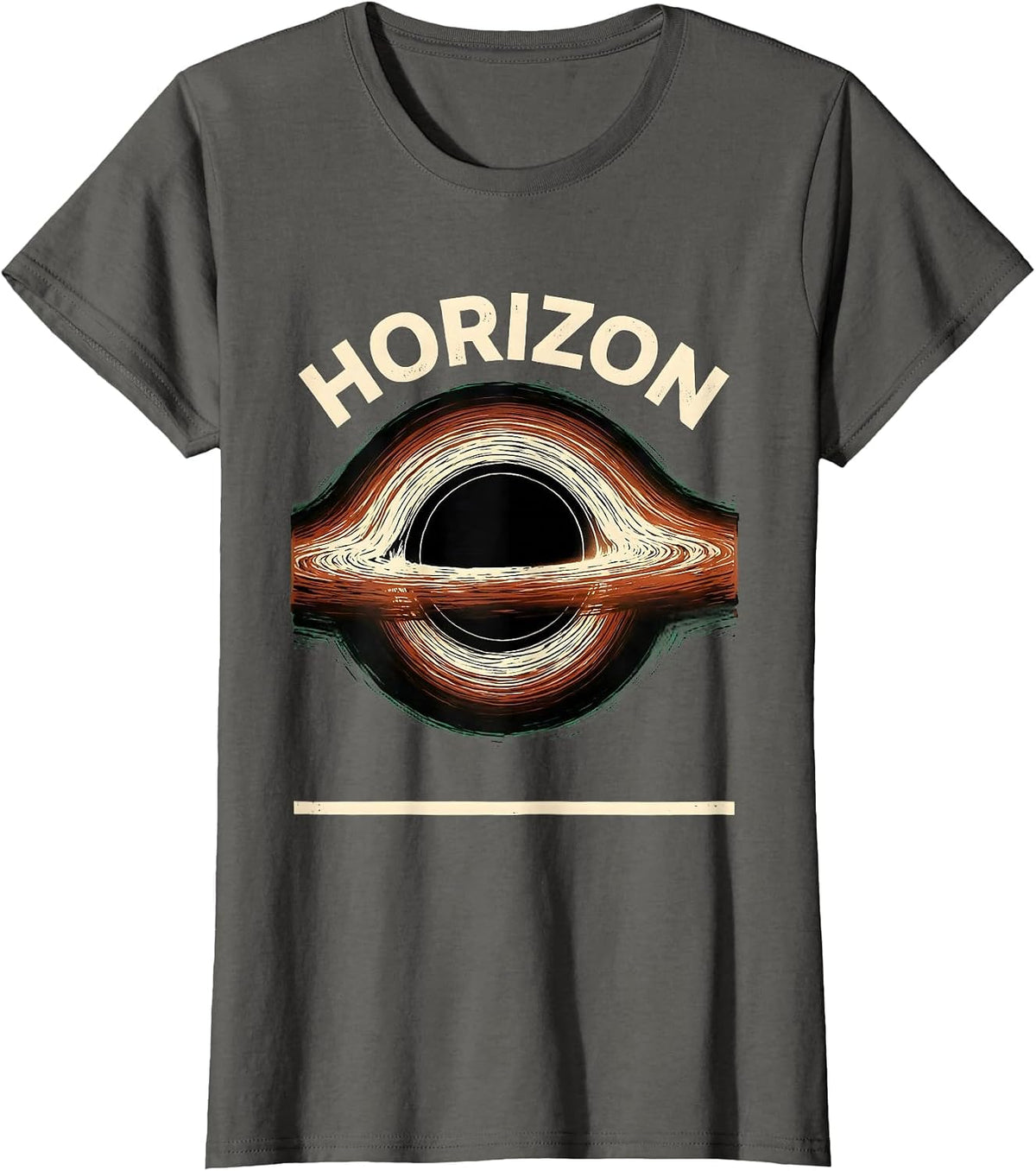 Women's Horizon Linocut Black Hole Astrophysics Science Student T-Shirt - Asphalt Grey