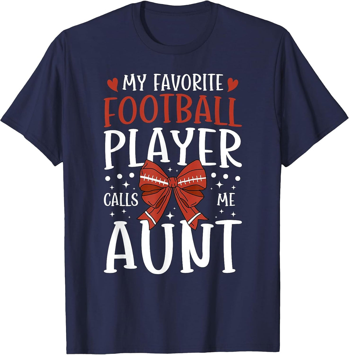 Proud Football Aunt of A Football Player Auntie T-Shirt - Navy Blue