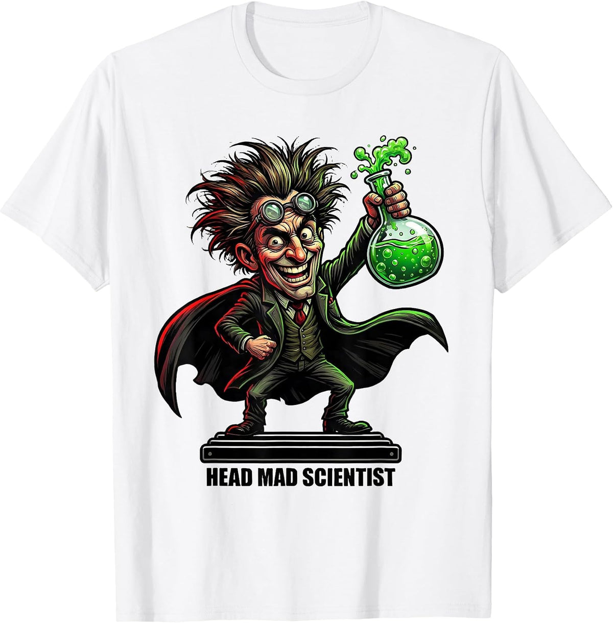 Men's HEAD MAD SCIENTIST Funny Science Teacher Lab Humor T-Shirt - White