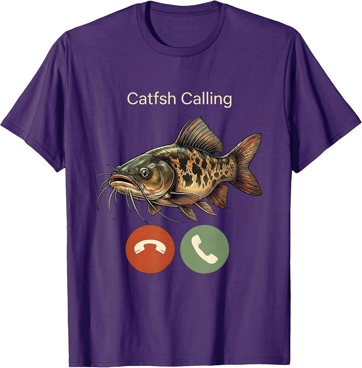 Men's Catfsh Calling Funny Fishing Meme Phone Call Parody T-Shirt - Purple
