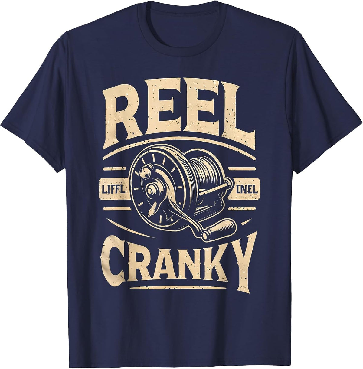 Funny Cranky Fishing Reel Pun Shirt Humor Fishermen T-Shirt - Navy Blue