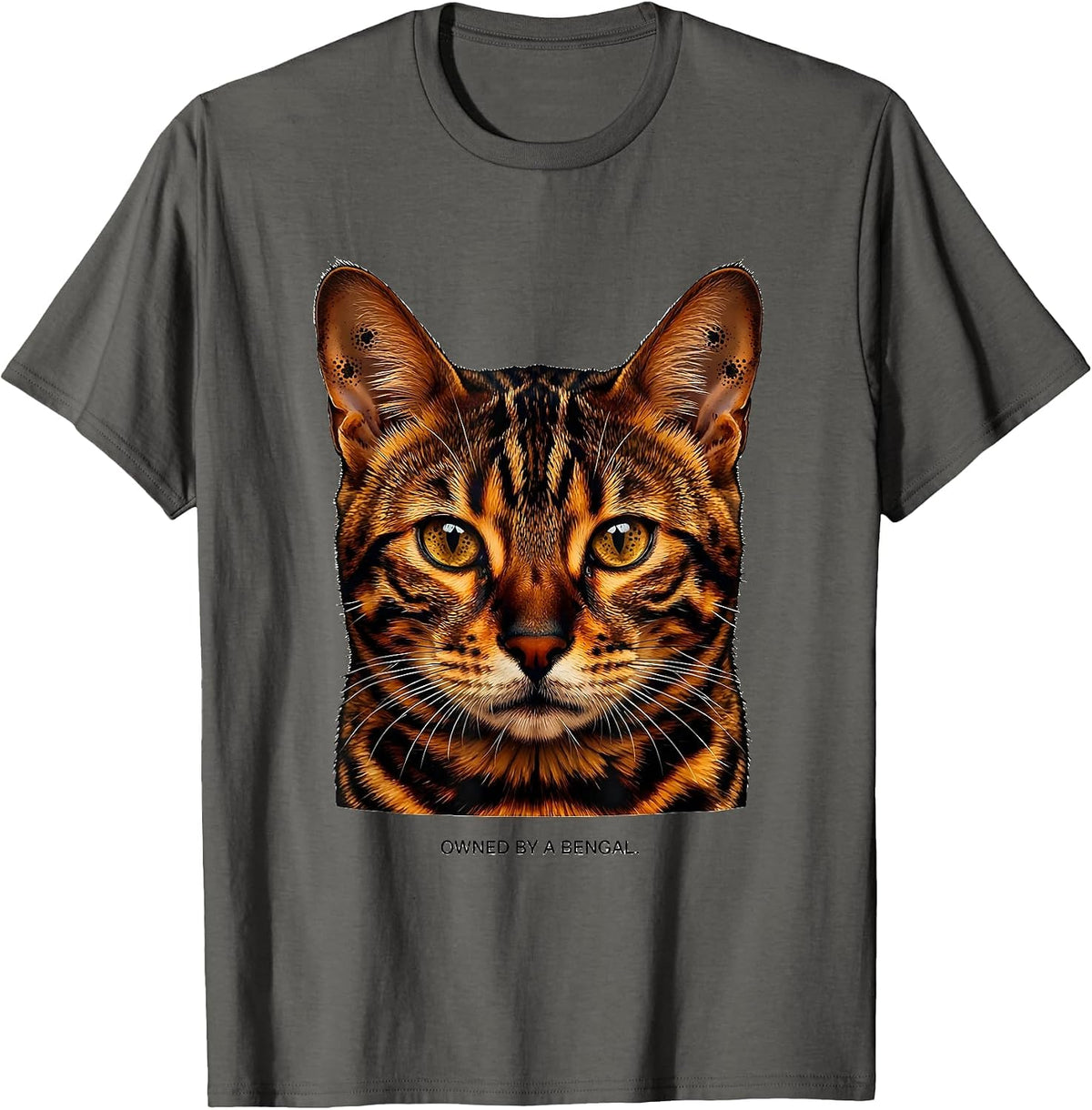 Owned by a Bengal Cat Lover Design T-Shirt - Asphalt Grey