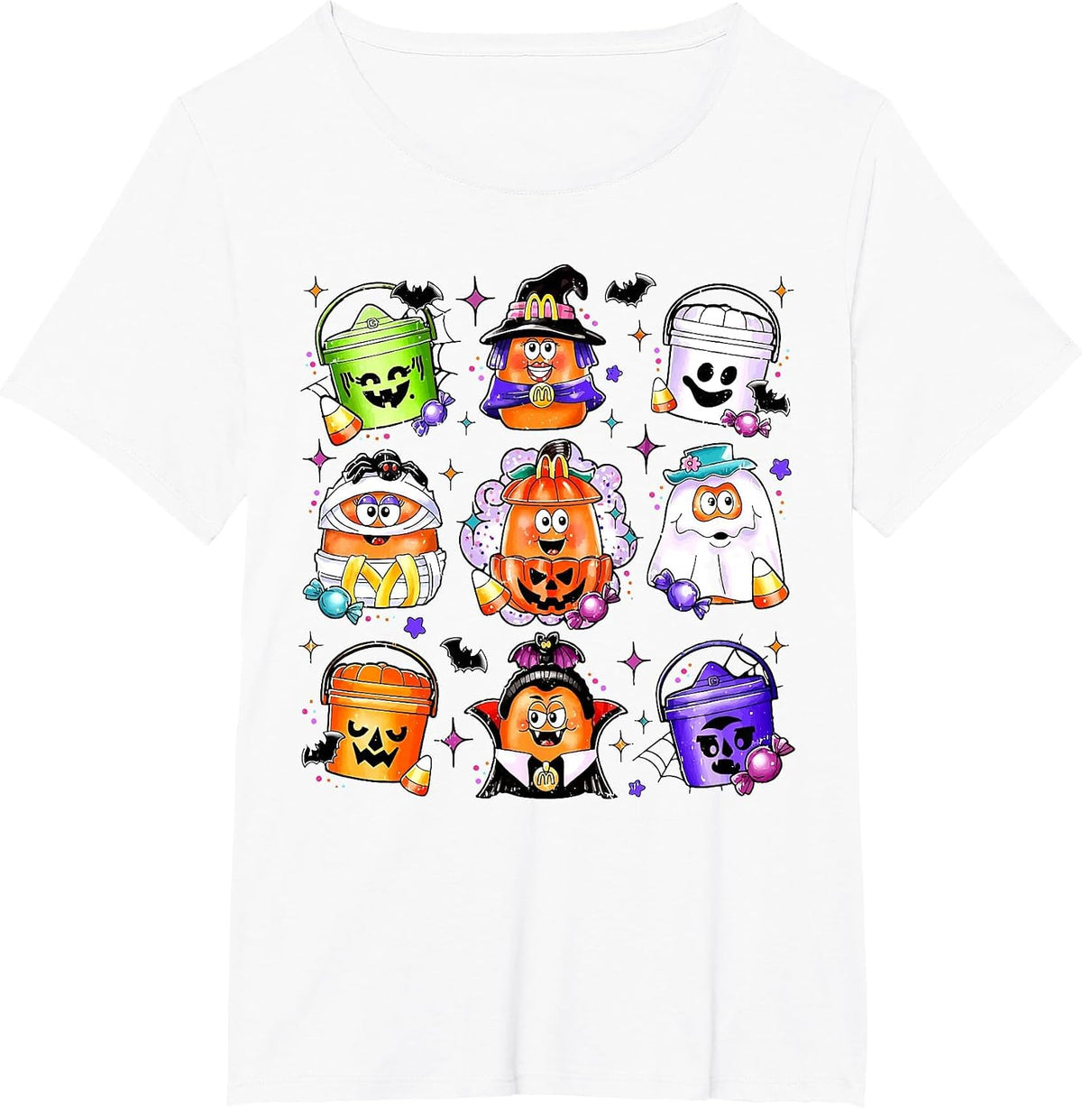 Chicken Nuggets Pumpkin Halloween 90's Vintage T-Shirt - White