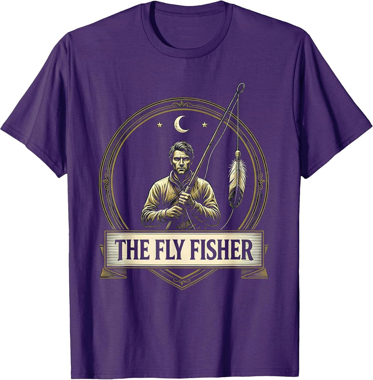 The Fly Fisher Funny Tarot Card Angler Fishing Humor T-Shirt - Purple