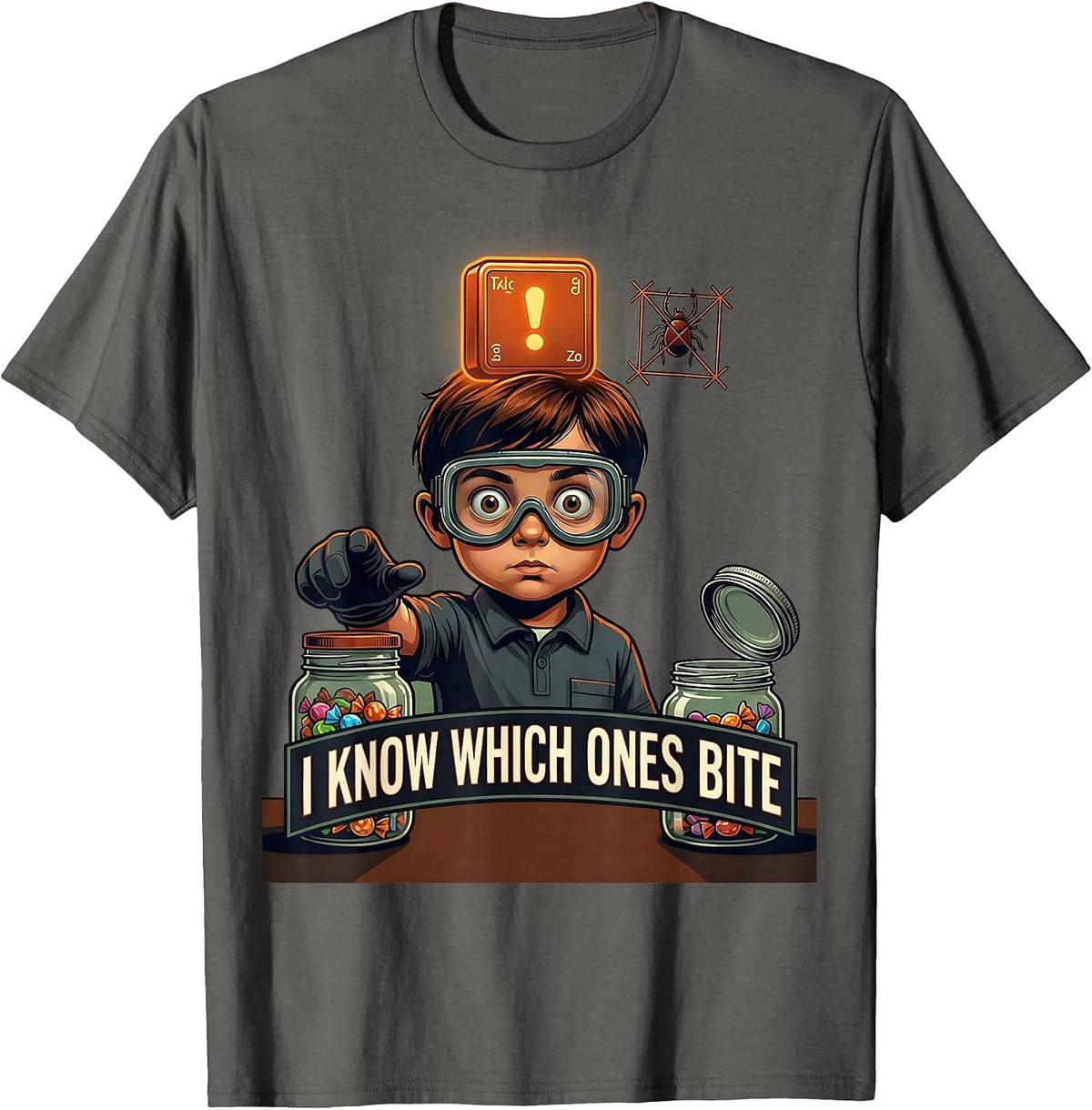 Men's I Know Which Ones Bite Funny Periodic Table Chemistry T-Shirt - Asphalt Grey