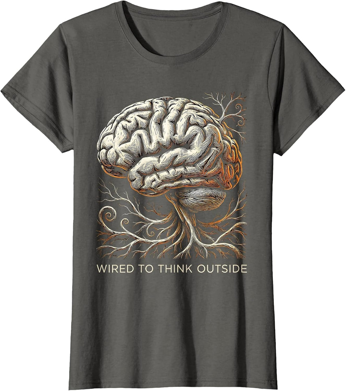 Women's Wired to Think Outside Dyslexia Awareness Design T-Shirt - Asphalt Grey