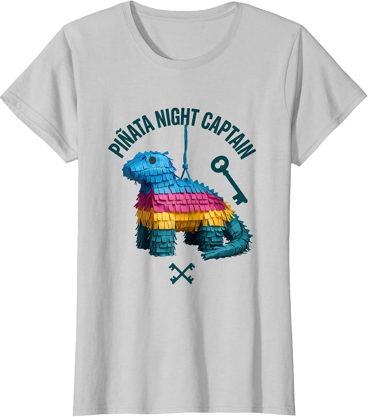 Piñata Night Captain Funny Cinco De Mayo Party Costume T-Shirt - Silver Grey