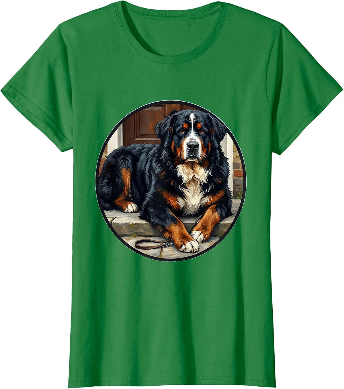 Bernese Mountain Dog Badge Funny Dog Lover T-Shirt - Kelly Green