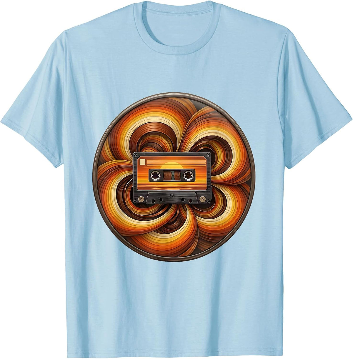Cassette Storm Rock and Roll Wind Art Design T-Shirt - Baby Blue