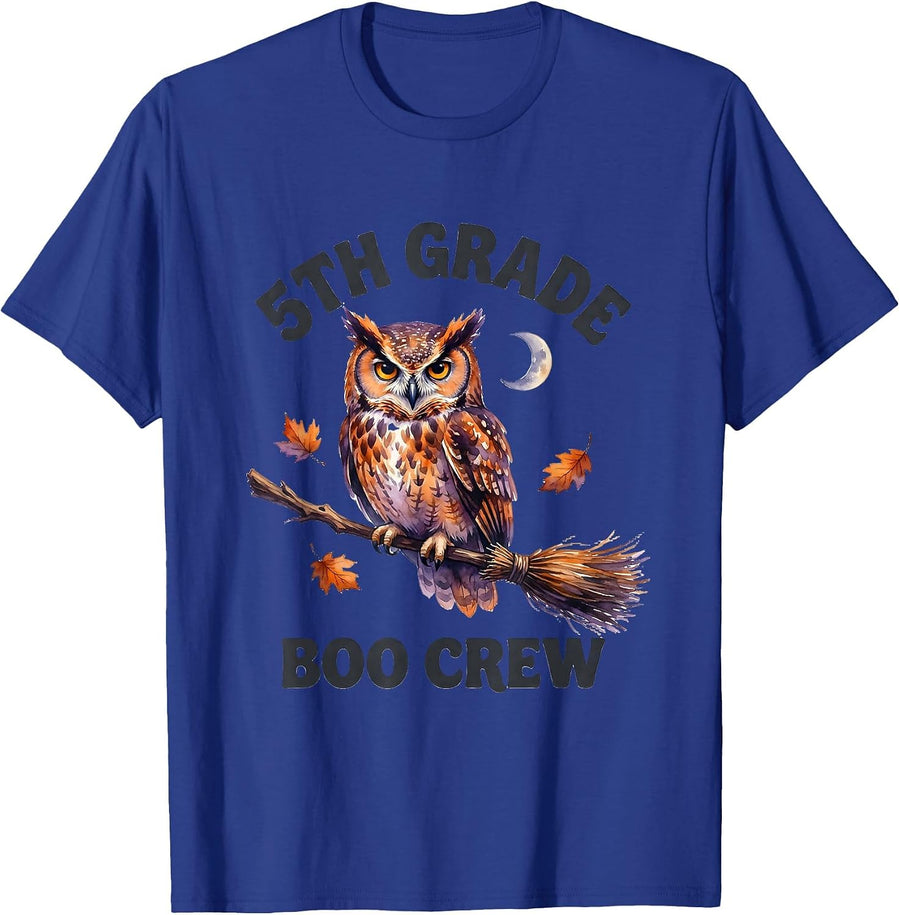 5th Grade Boo Crew Watercolor Halloween Teacher Student T-Shirt - Royal Blue