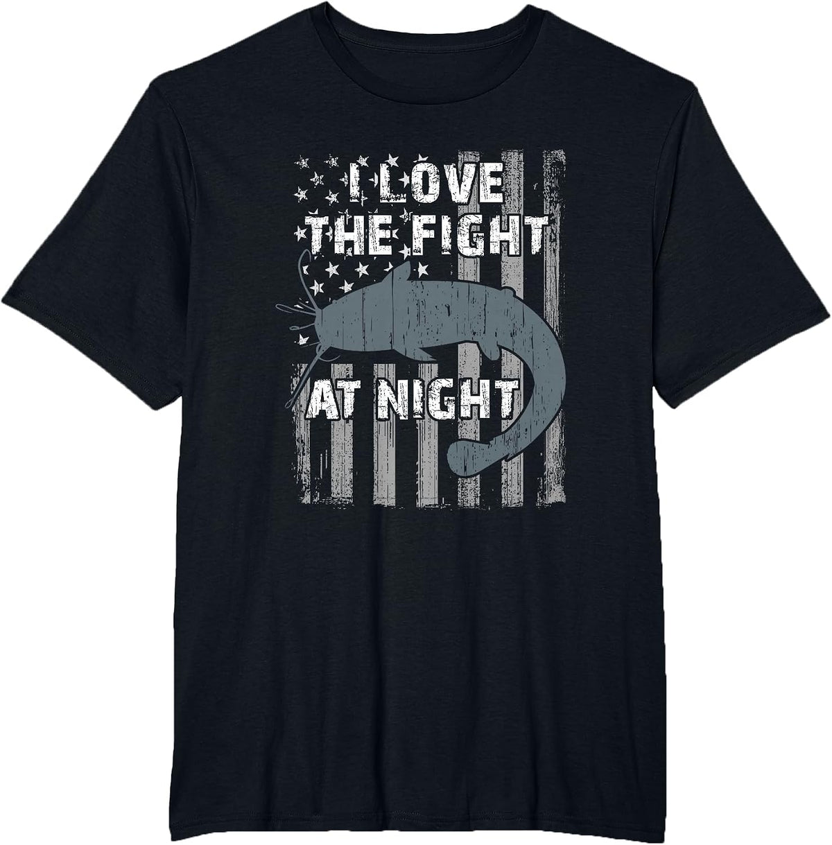 Fishing for Catfish Bullhead Catfishing at Night Angler T-Shirt - Black