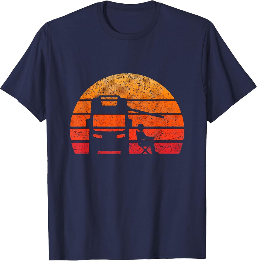 Retro Sunset RV Clothing Camper Motorhome Vintage Apparel T-Shirt - Navy Blue