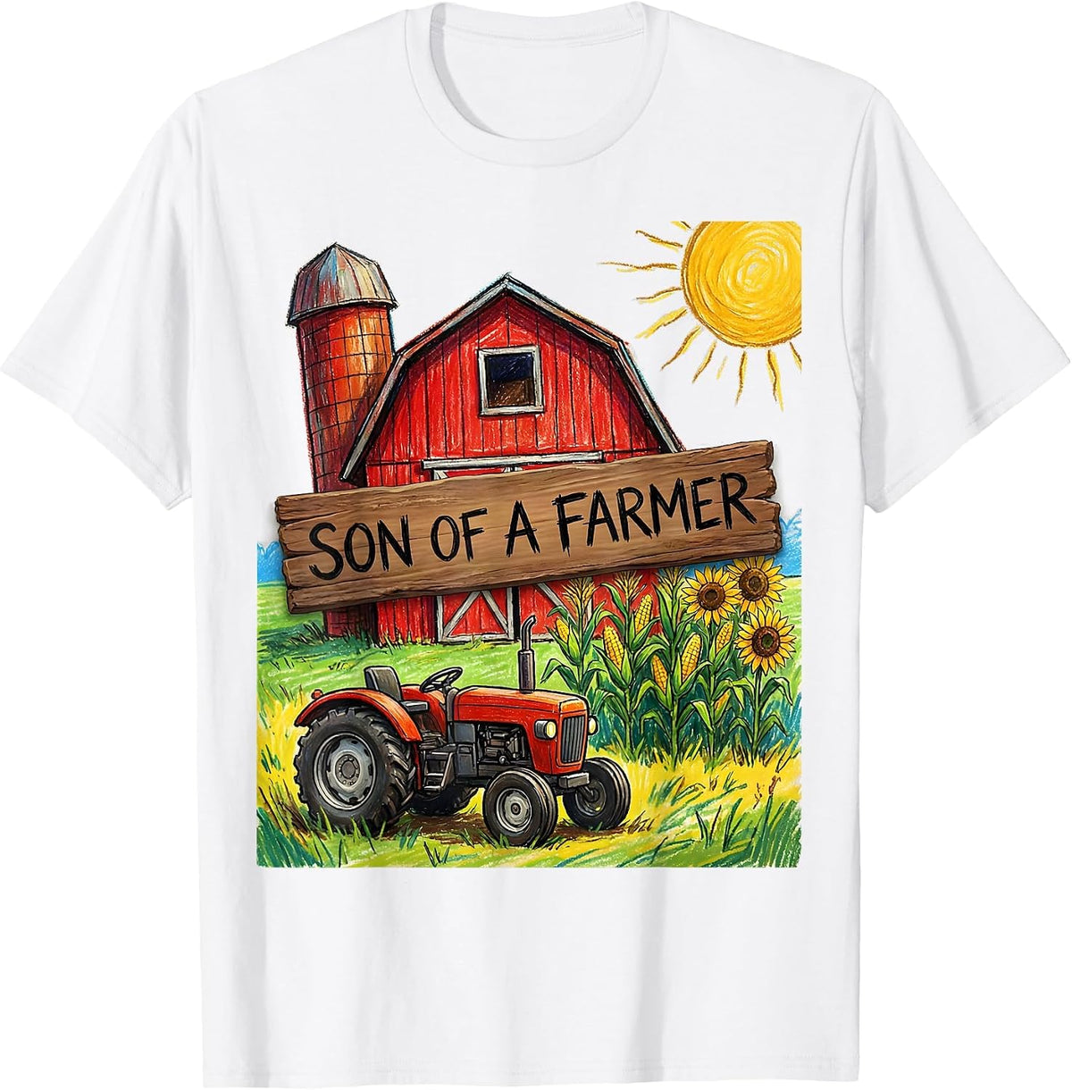 Men's Son of a Farmer Country Pride Graphic Design T-Shirt - White