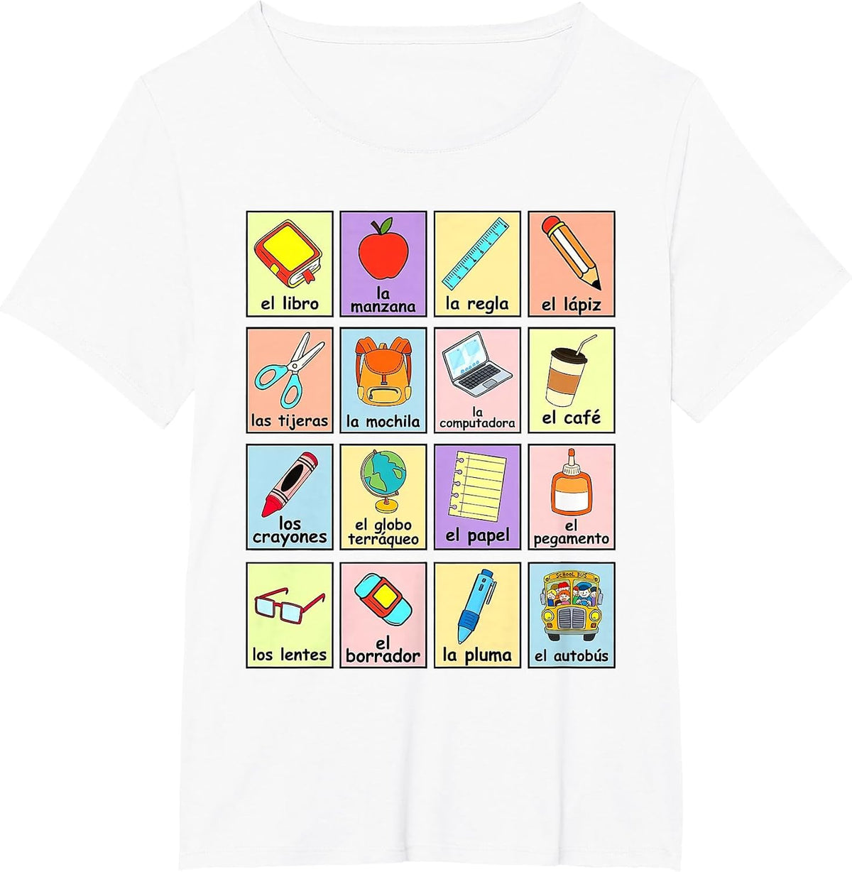 Dual Language Crew Bilingual Spanish Teacher Back to School T-Shirt - White