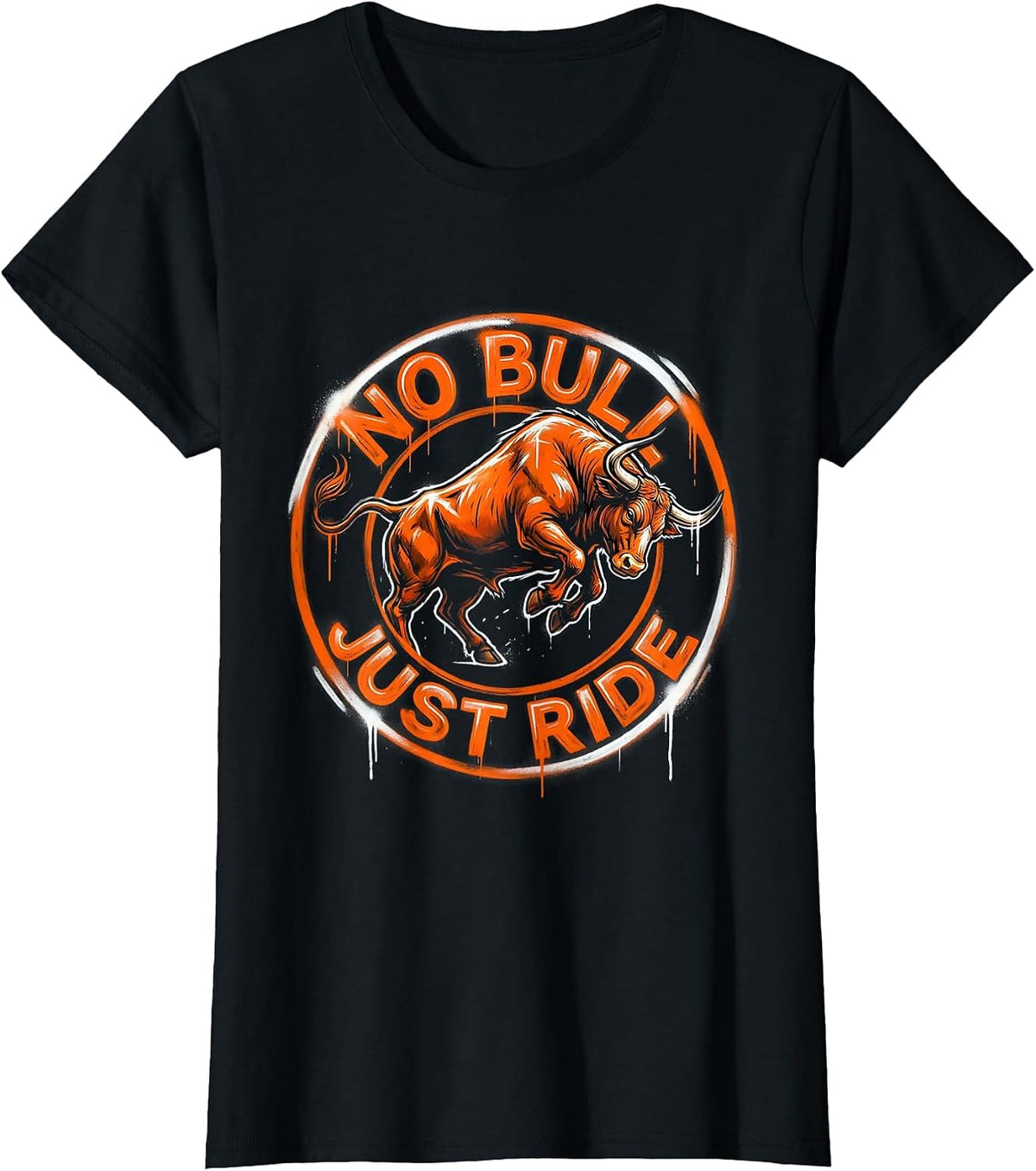 Women's No Bull Just Ride Rodeo Graphic Design T-Shirt - Black