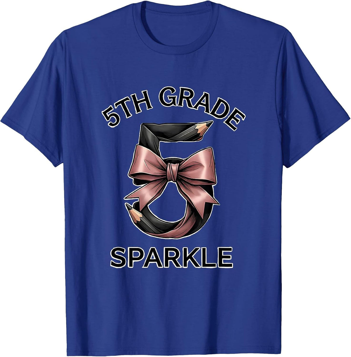 Men's 5th Grade Sparkle Balletcore Coquette Bow Back To School T-Shirt - Royal Blue