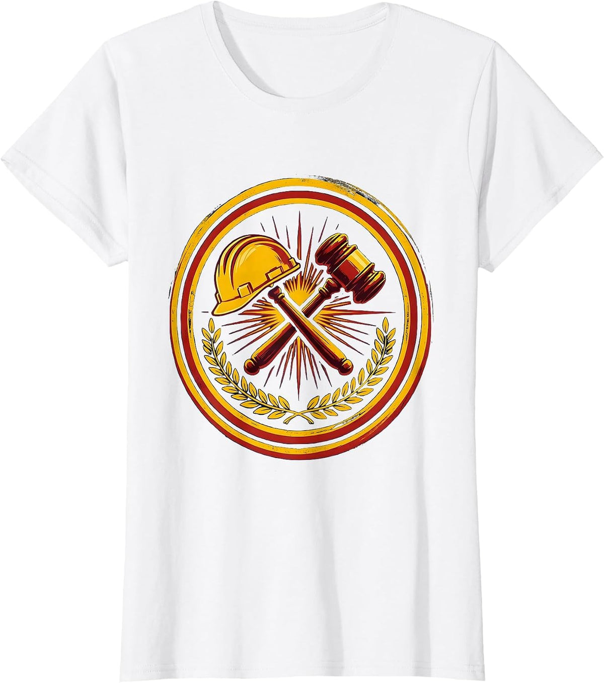 Women's Equal Rights Labor Day Hard Hat Gavel Crossed T-Shirt - White