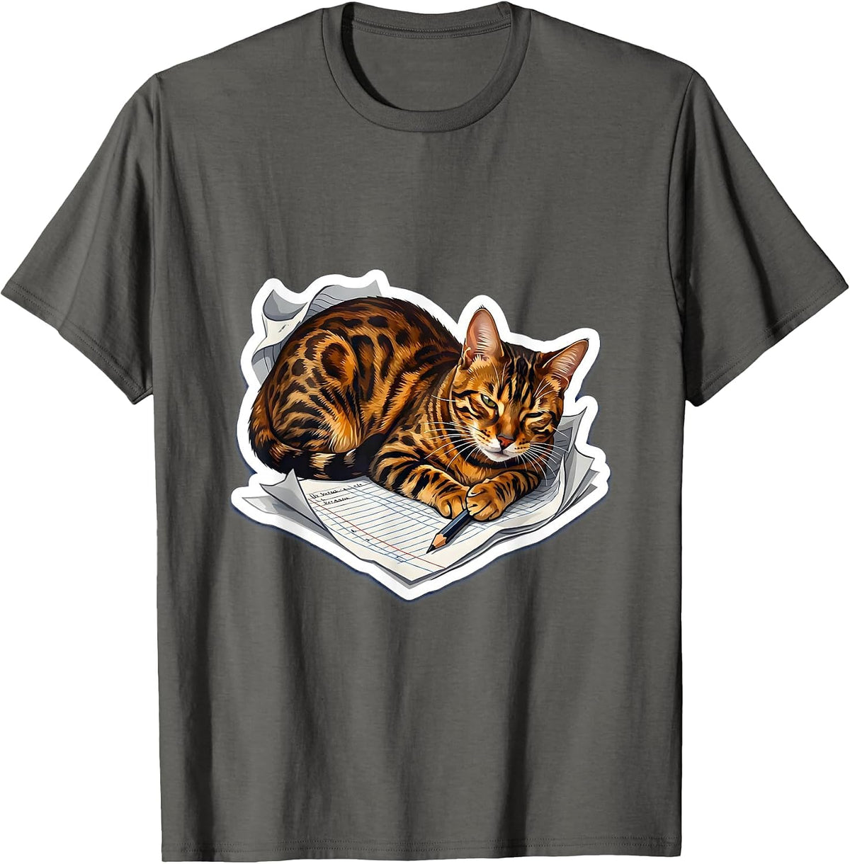 Bengal Cat Lover Back to School Graphic T-Shirt - Asphalt Grey