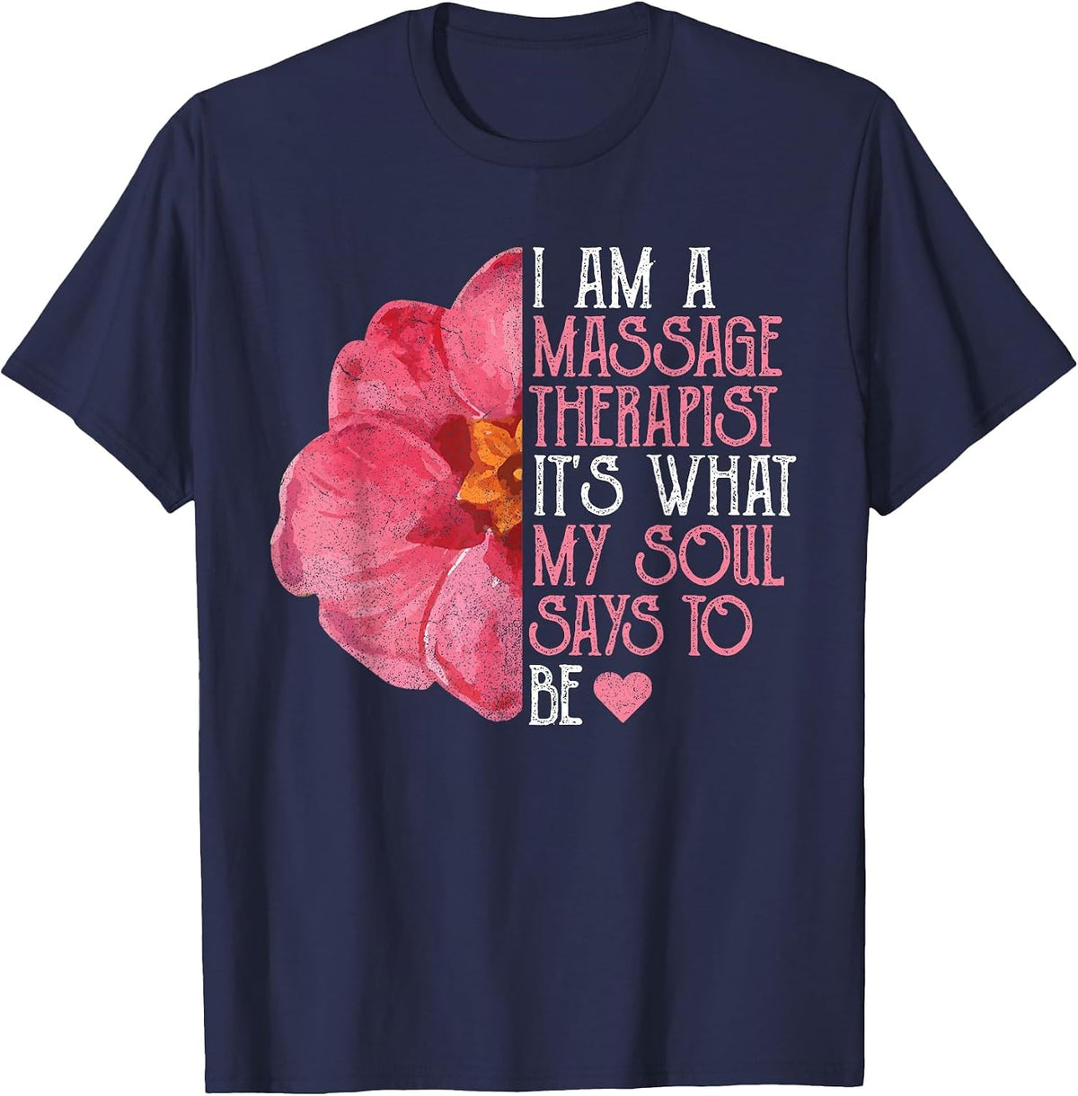 Massage Therapist Uniform for Women, Masseuse Floral T-Shirt - Navy Blue