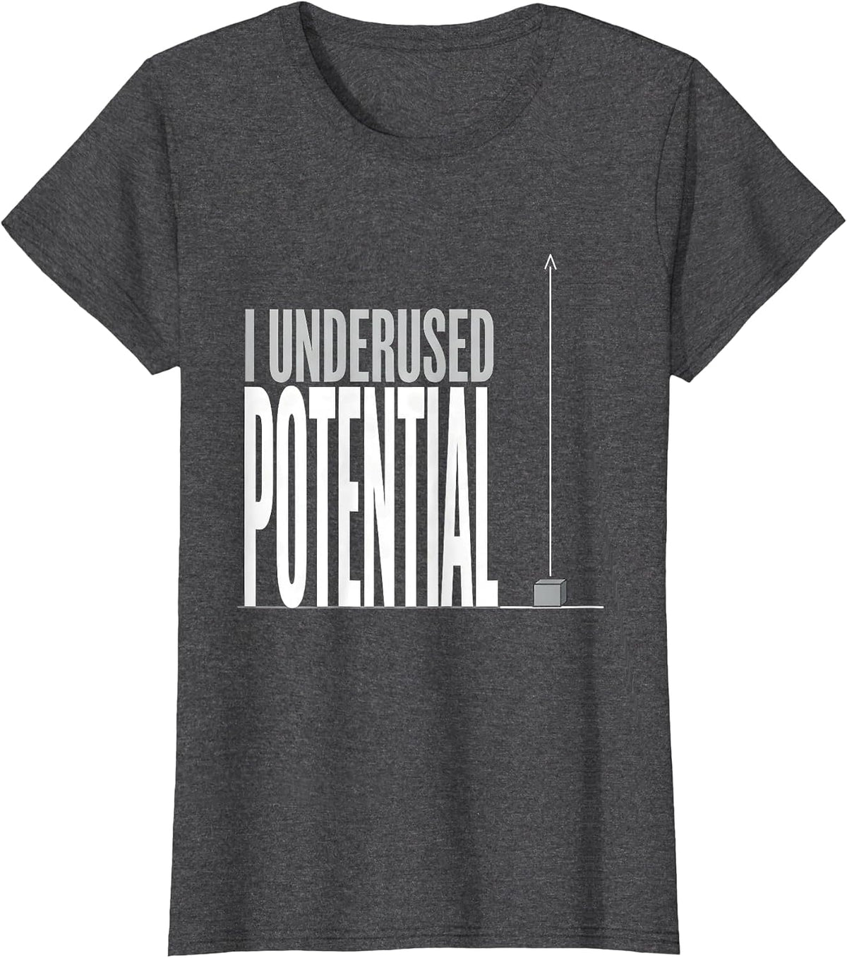 Women's I Underused Potential Funny Physics Pun Humor T-Shirt - Dark Heather Grey