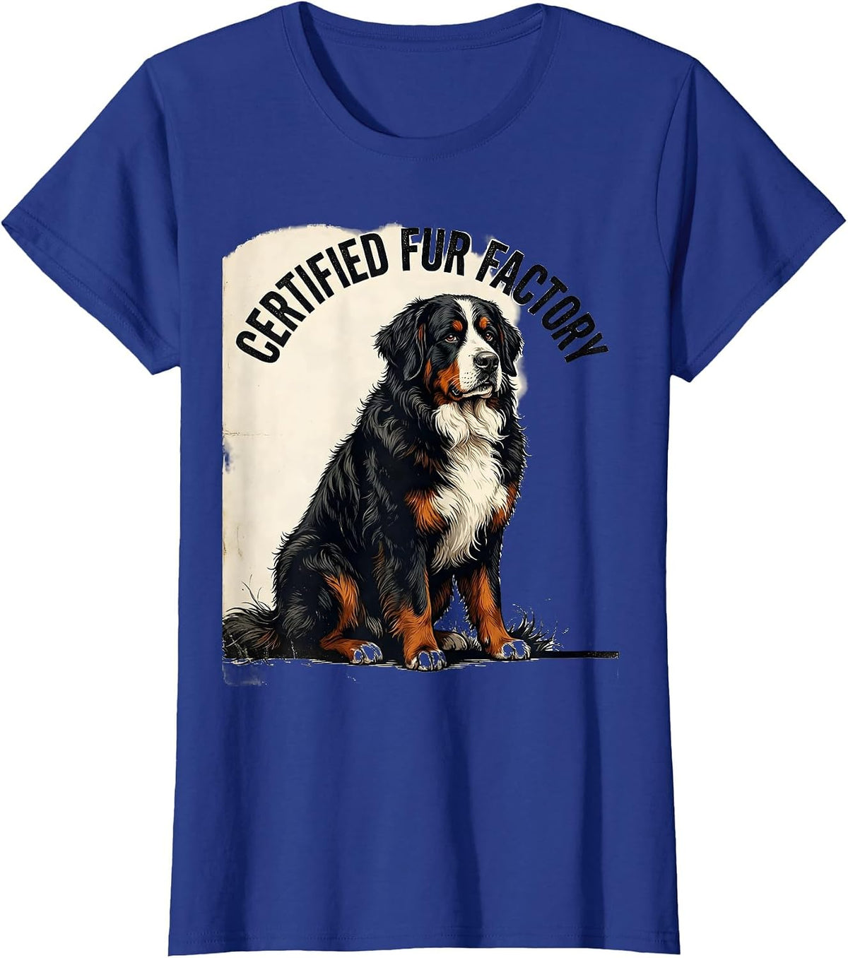 Women's Certified Fur Factory Vintage Bernese Mountain Dog Lover T-Shirt - Royal Blue