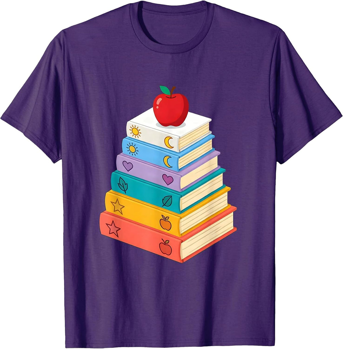Elementary Teacher Colorful Books Graphic T-Shirt - Purple