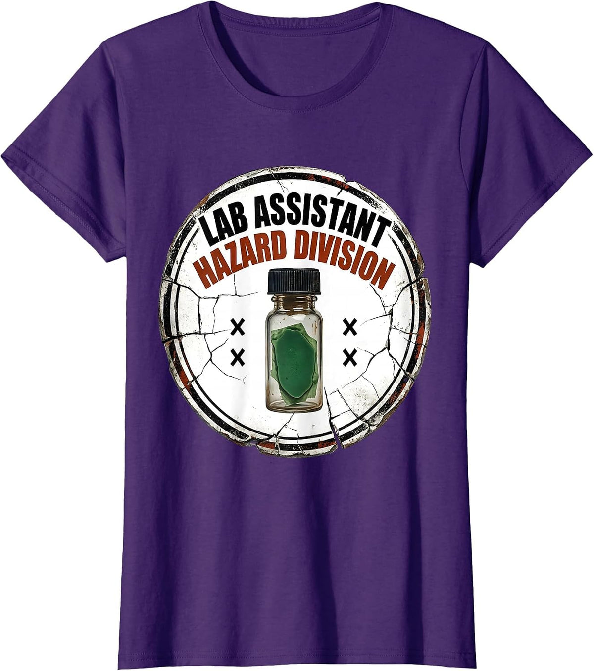 Women's LAB ASSISTANT HAZARD DIVISION Funny Science Teacher Lab T-Shirt - Purple