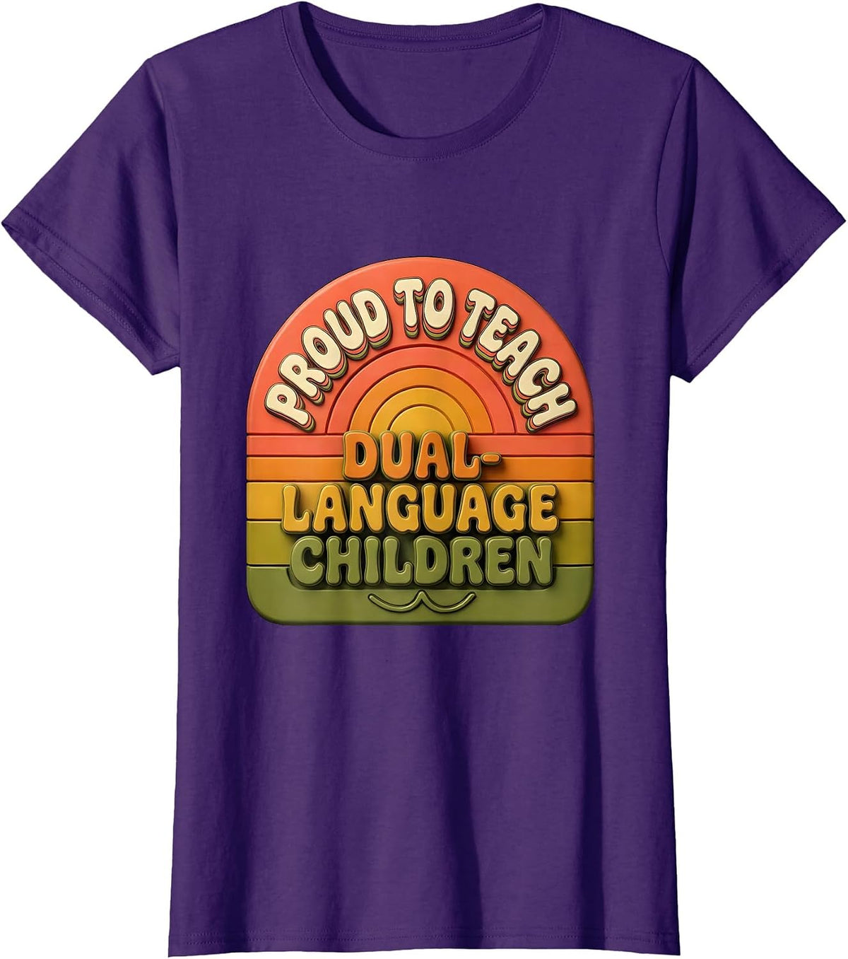 Women's Proud To Teach Dual-Language Children Retro Spanish Teacher T-Shirt - Purple