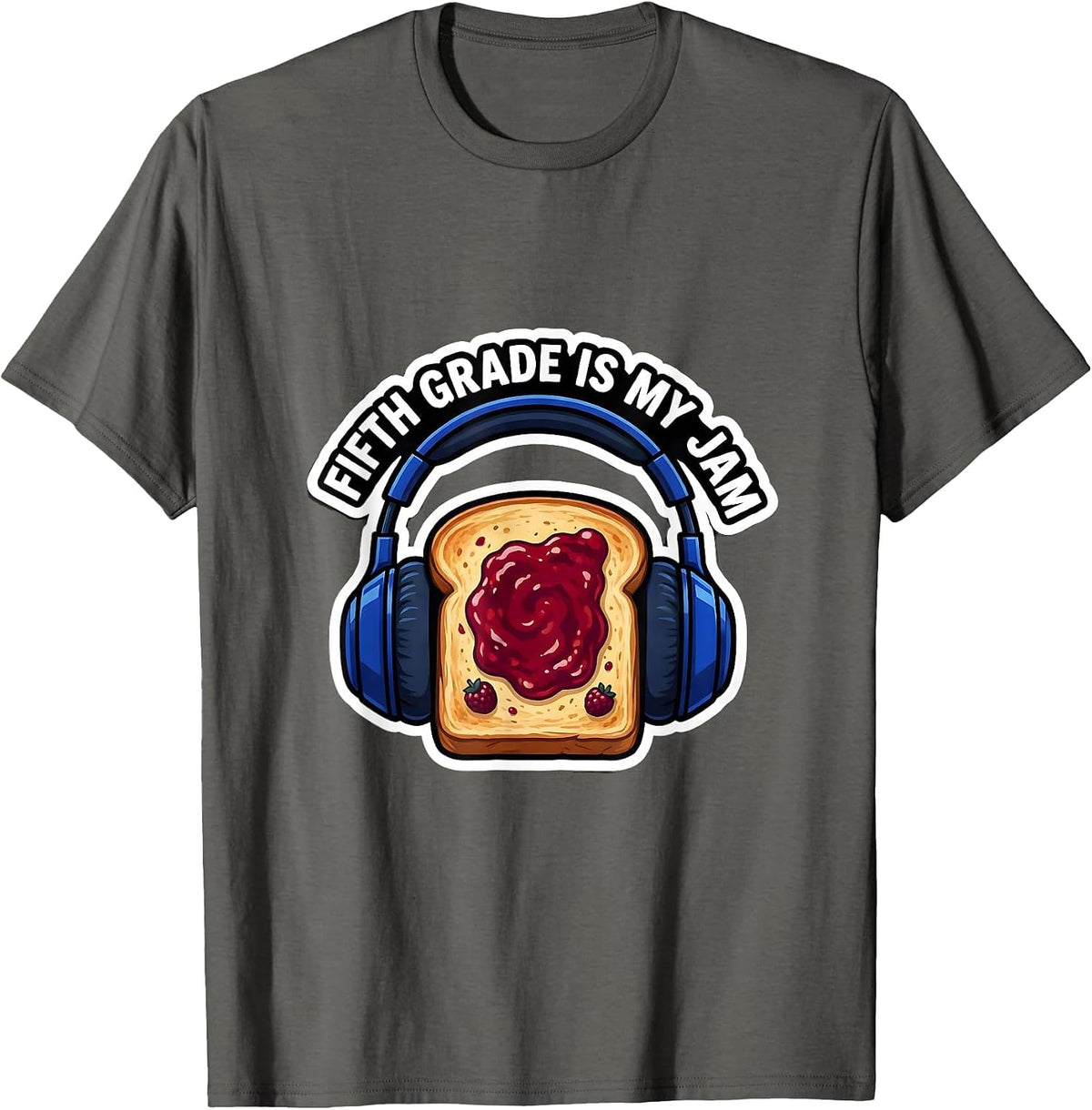 Fifth Grade Is My Jam Retro Back To School Teacher Student T-Shirt - Asphalt Grey