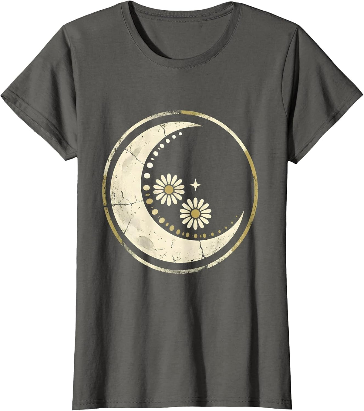 Women's Sealed Moon Phases Boho Celestial Astrology Lover T-Shirt - Asphalt Grey