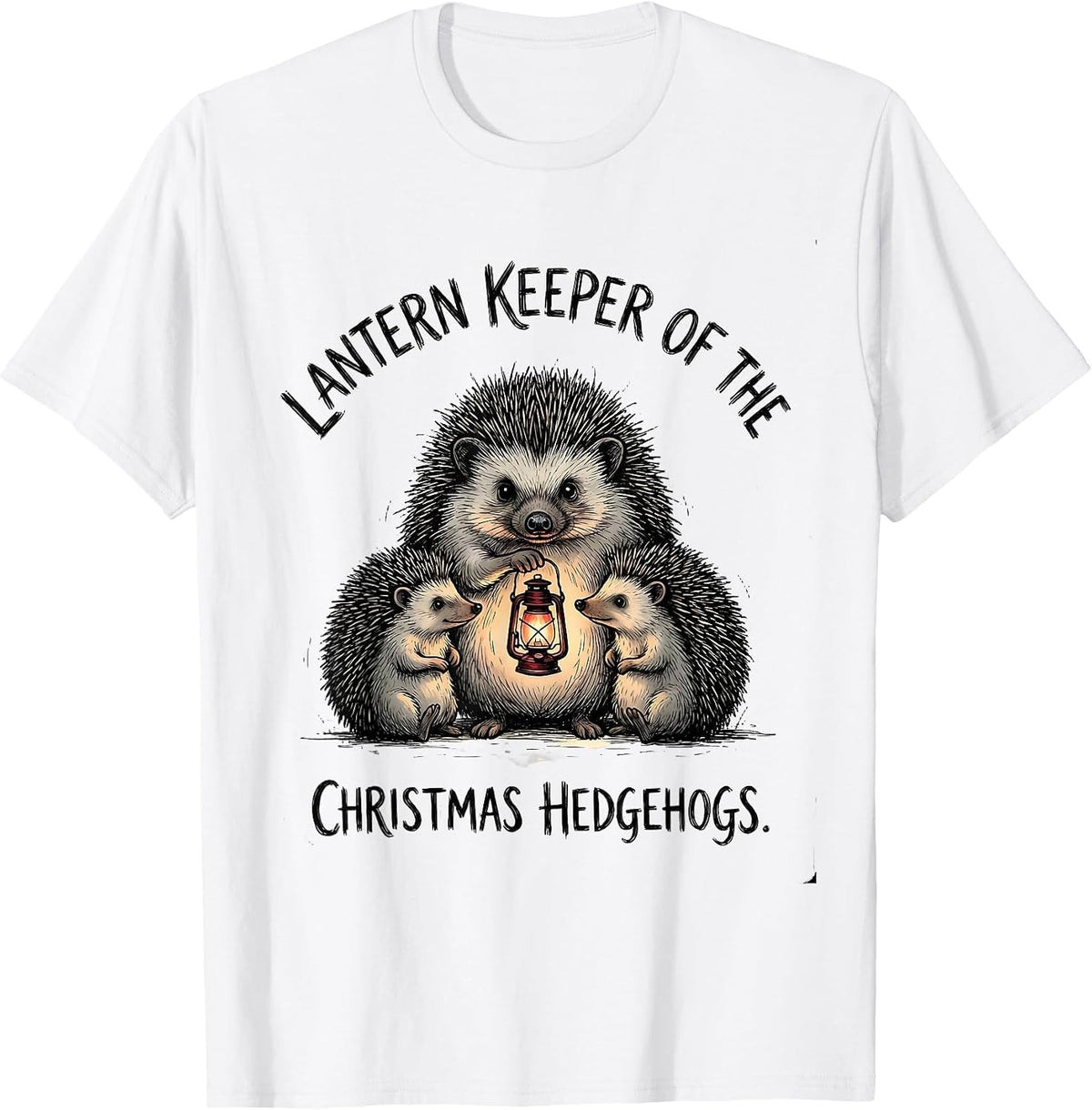 Men's Lantern Keeper Of The Christmas Hedgehogs Cute T-Shirt - White