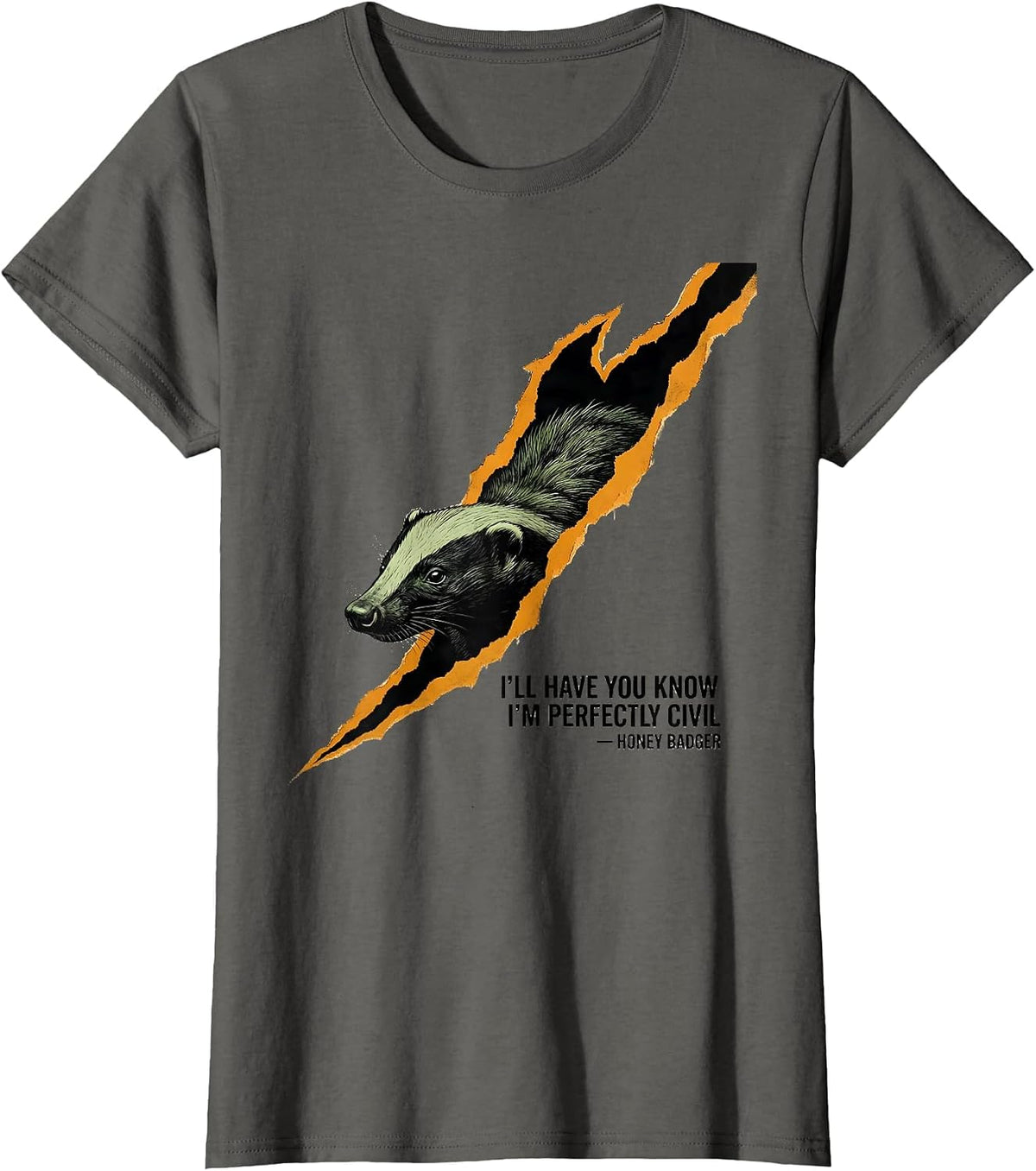 Women's I'll Have You Know I'm Perfectly Civil — Honey Badger T-Shirt - Asphalt Grey