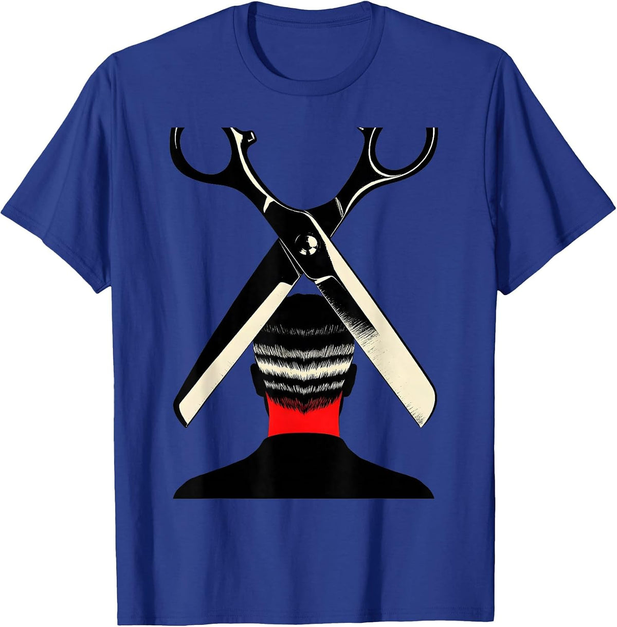 Men's Barber Scissors Silhouette Vintage Hairdresser Christmas T-Shirt - Royal Blue