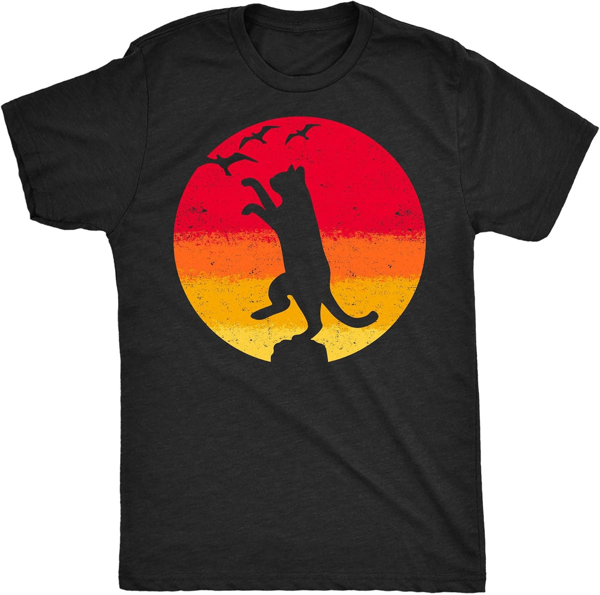Mens Hilarious Novelty Tees with Sarcastic Graphic Designs - Heather Black - Karate Cat