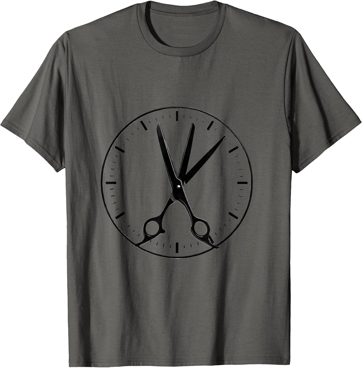 Barber Shear Clock Humor Hairdresser Gift T-Shirt - Asphalt Grey
