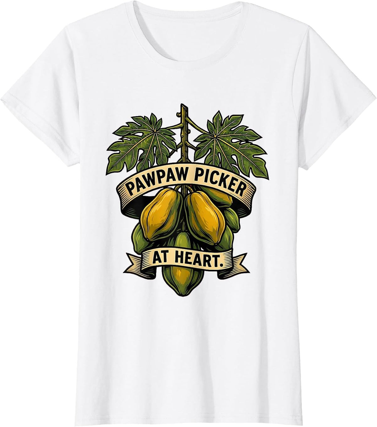 Pawpaw Picker at Heart Fruit Lover Design T-Shirt - White