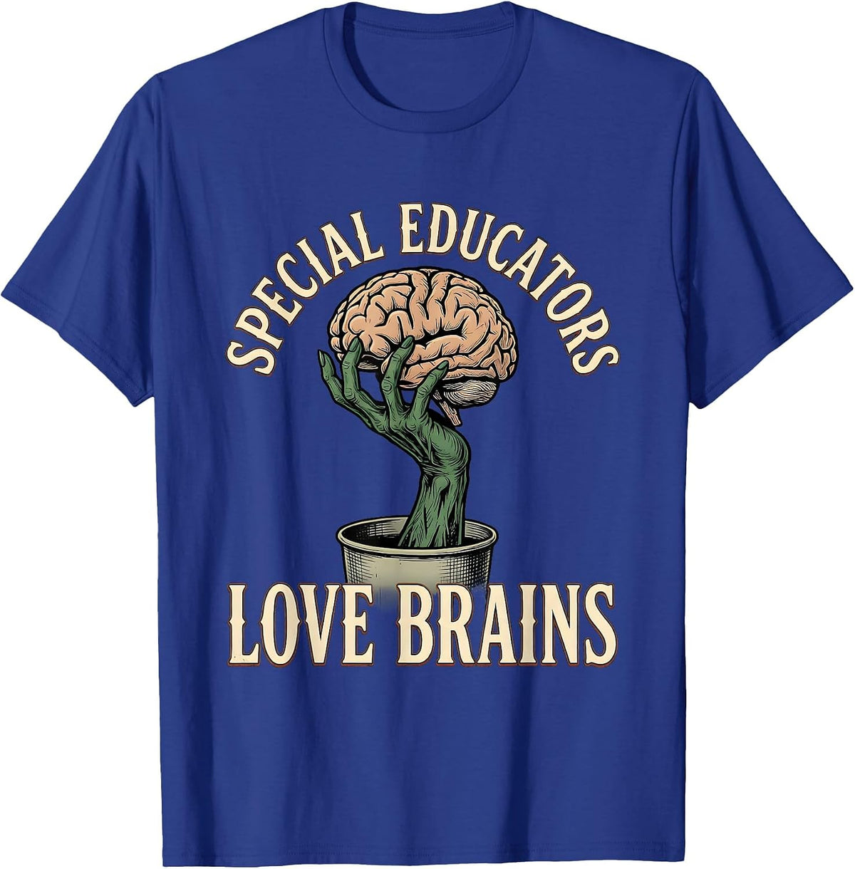 Men's Special Educators Love Brains Vintage Teacher Halloween T-Shirt - Royal Blue