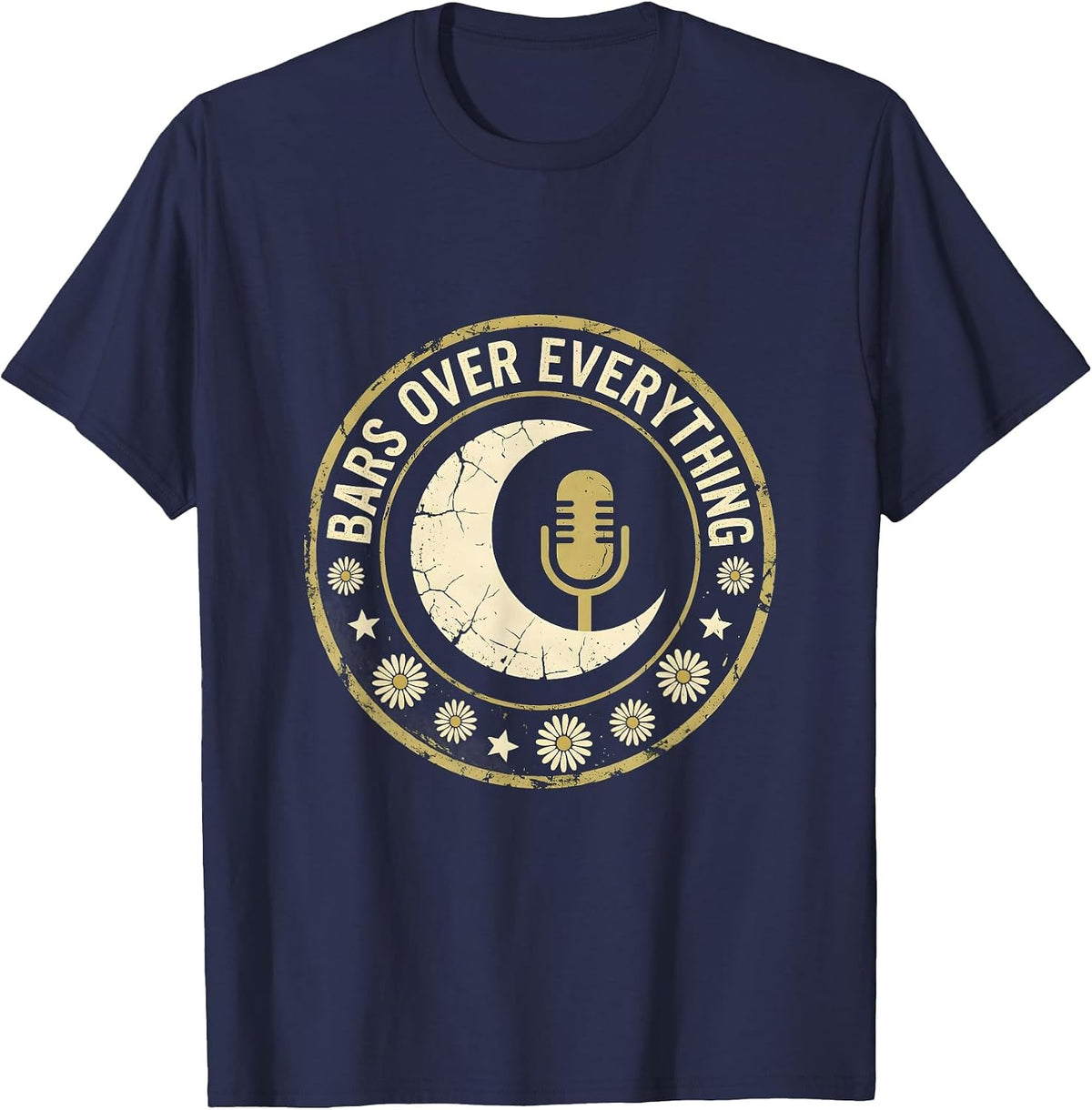 Bars Over Everything Hip Hop Graphic Design T-Shirt - Navy Blue