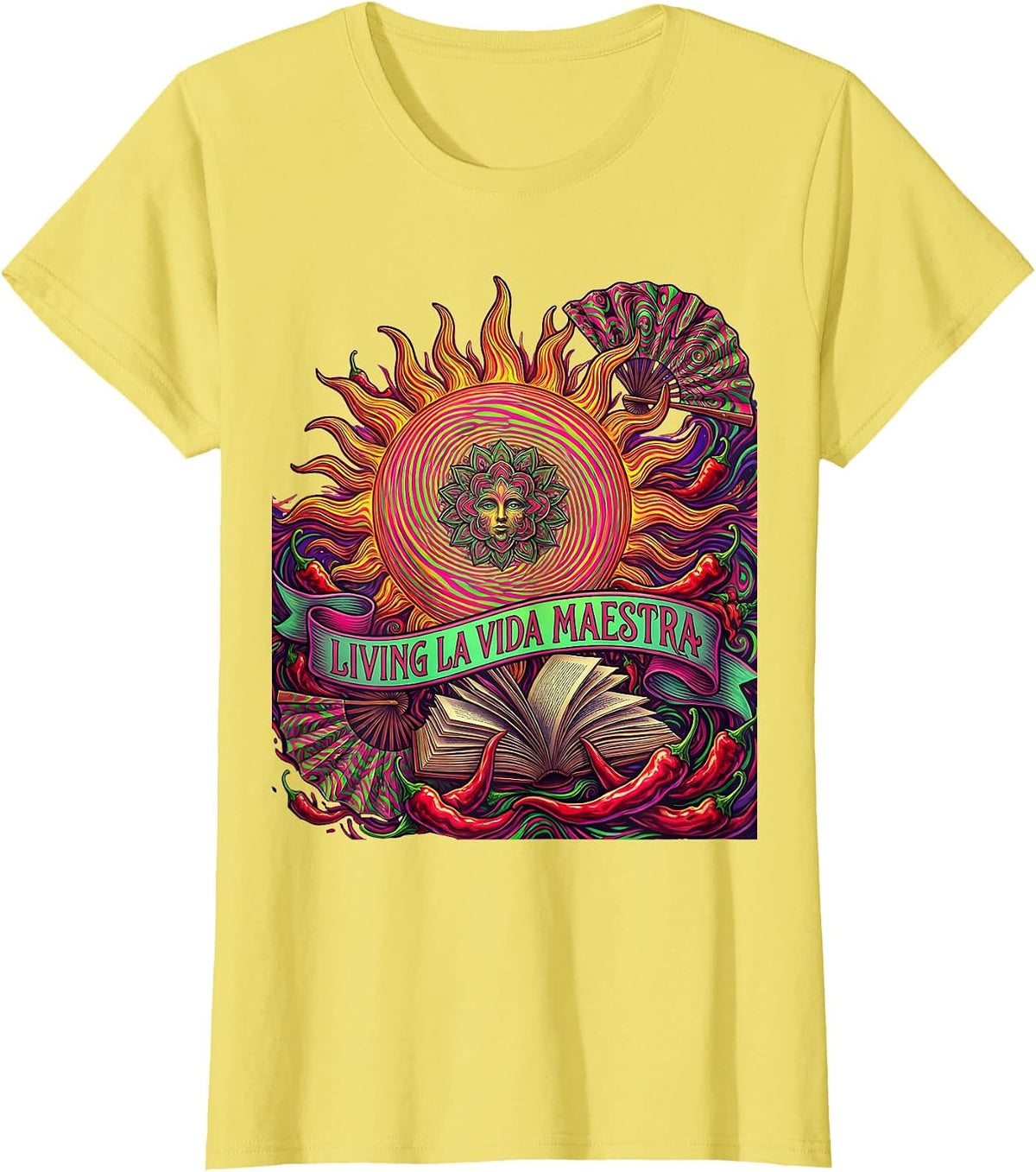 Living La Vida Maestra Spanish Teacher Design T-Shirt - Lemon Yellow