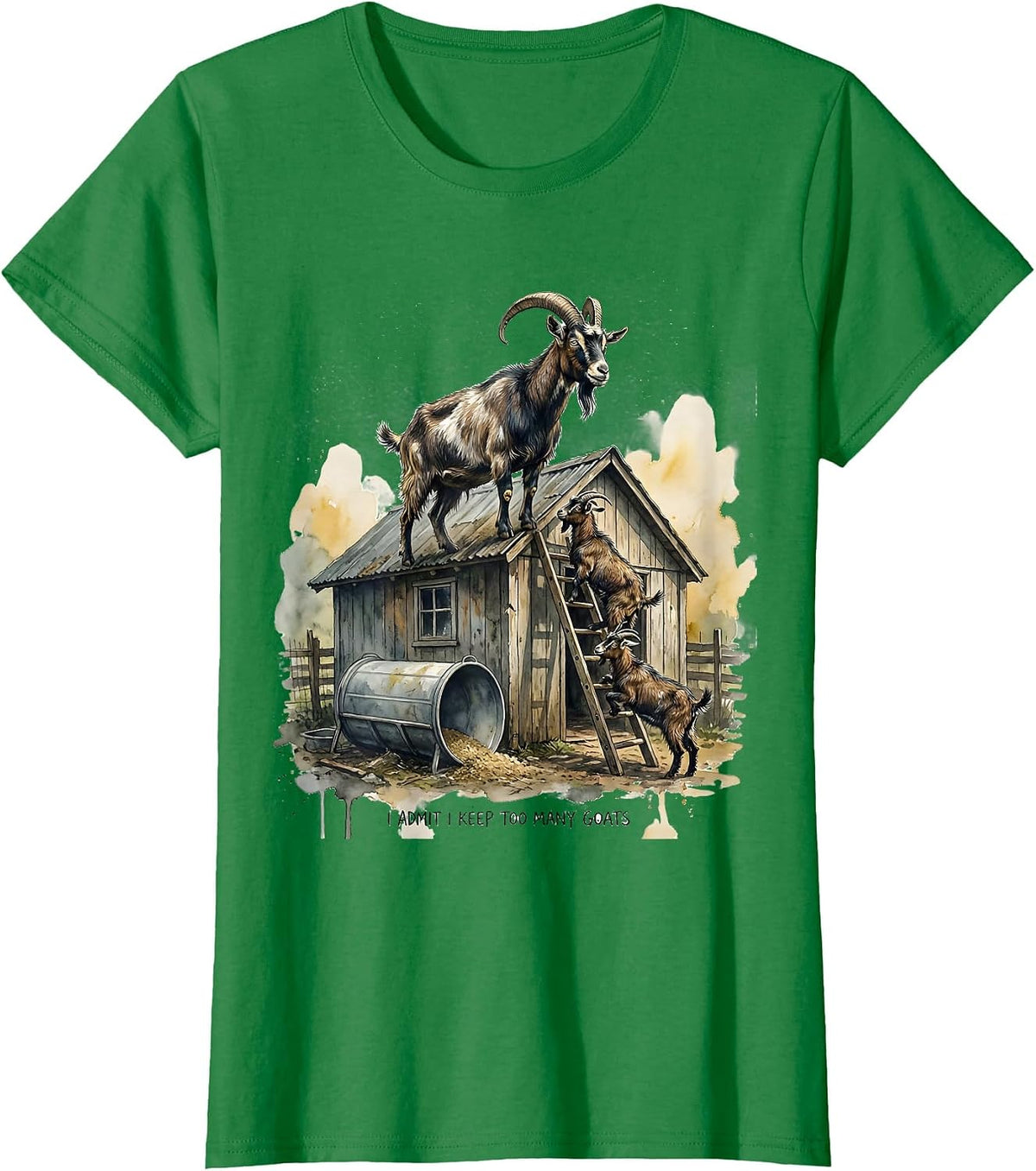 Women's I Admit I Keep Too Many Goats Funny Goat Lover Farmer Humor T-Shirt - Kelly Green