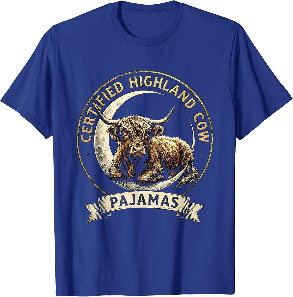 Certified Highland Cow Pajamas Cute Cozy Animal Lover T-Shirt - Royal Blue