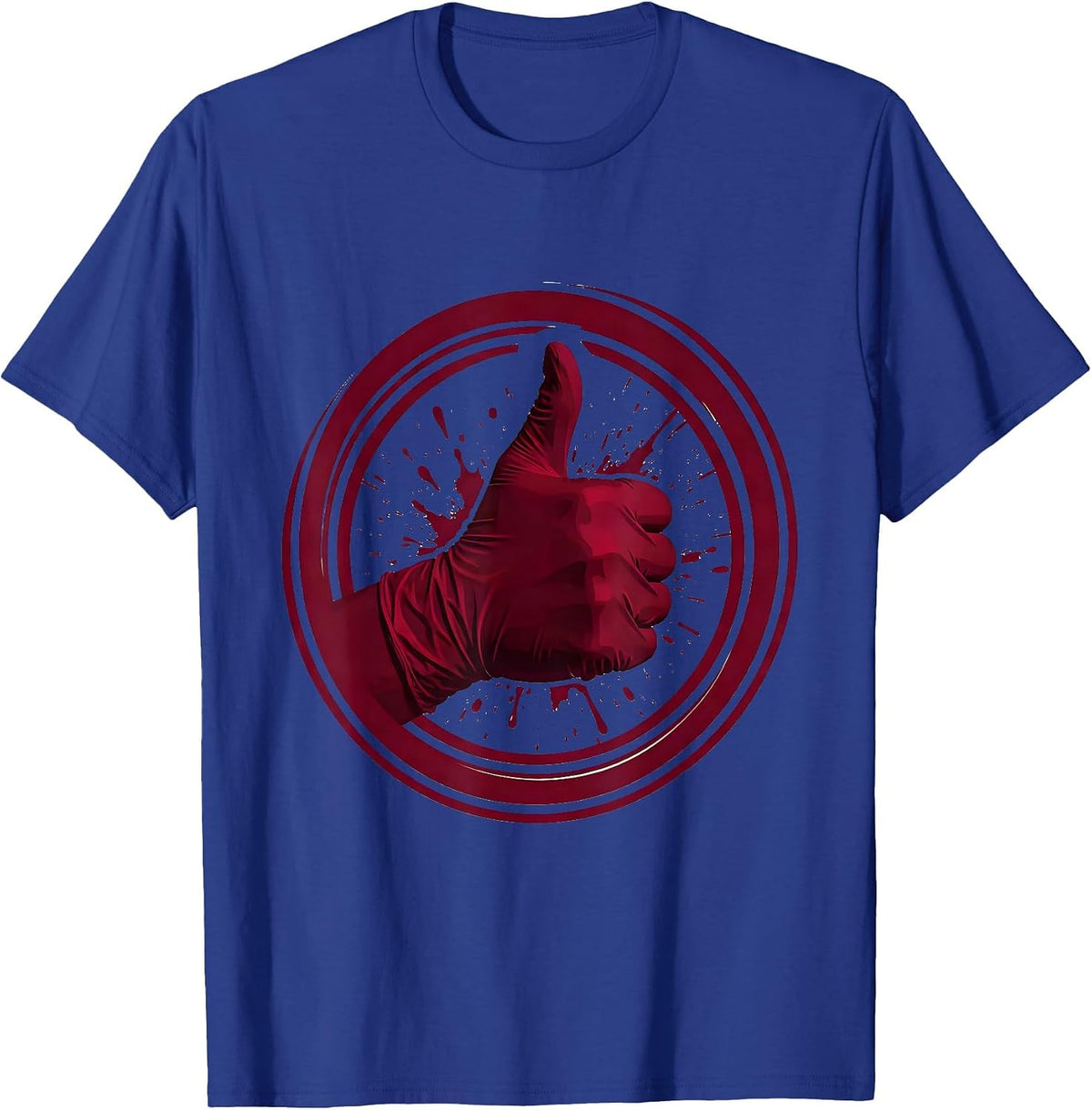 Surgeon Thumbs Up Bloody Glove Graphic T-Shirt - Royal Blue