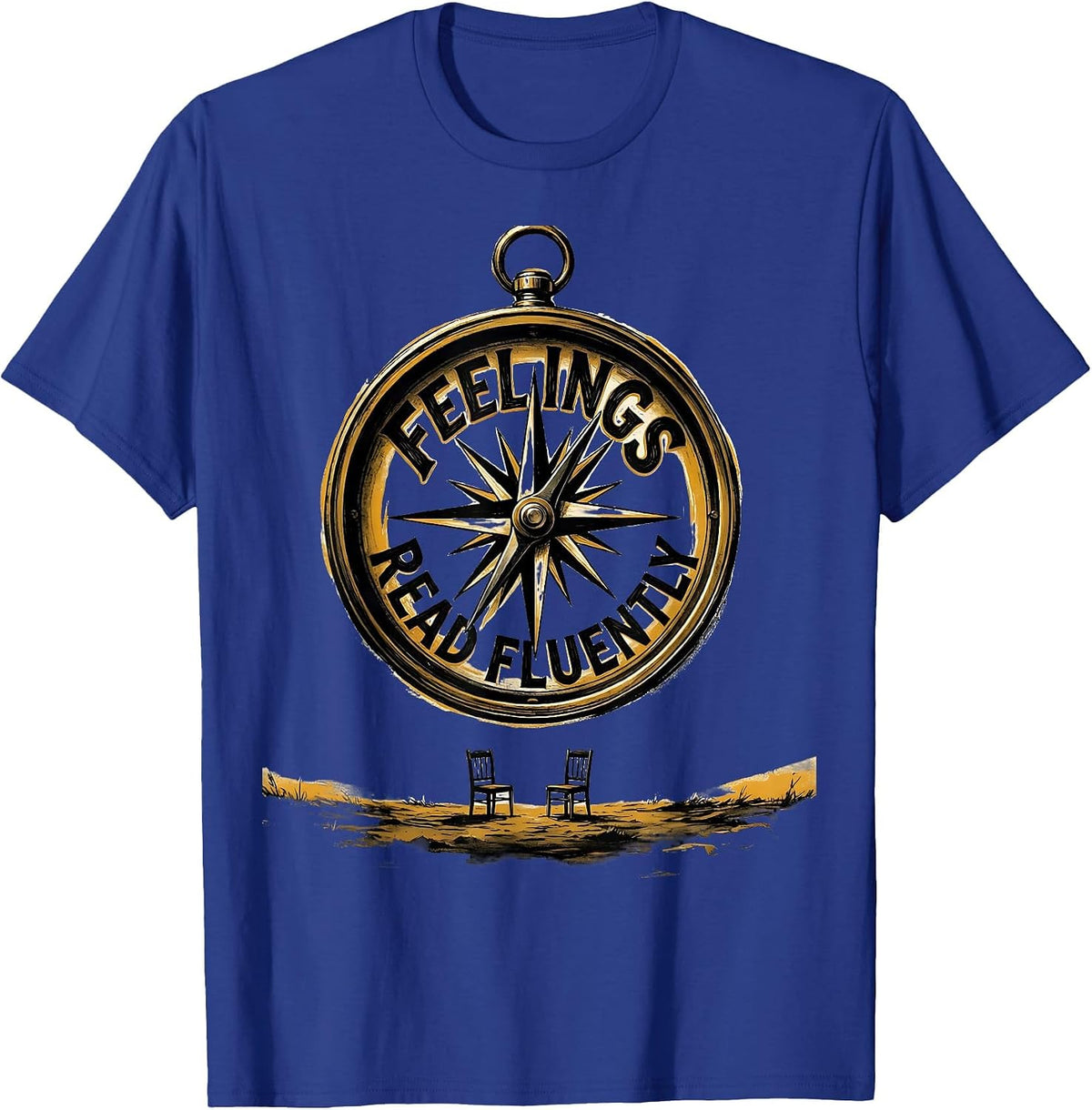 Feelings, Read Fluently Groovy Retro School Counselor T-Shirt - Royal Blue