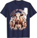 Raising My Own Herd Cow Design for Women T-Shirt - Navy Blue