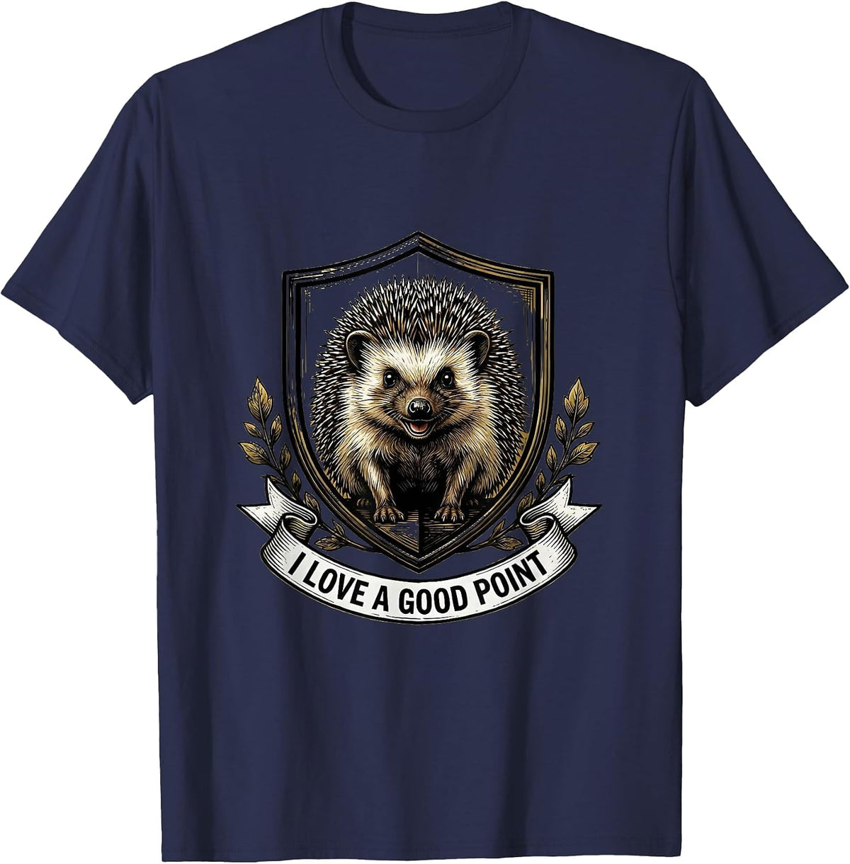 Men's I Love A Good Point Cute Hedgehog Emblem Hedgehog Lover Gift T-Shirt - Navy Blue